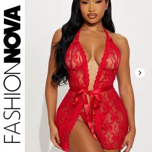 Fashion Nova ❤️ barely behaving Red Lace babydoll | Small | NWT